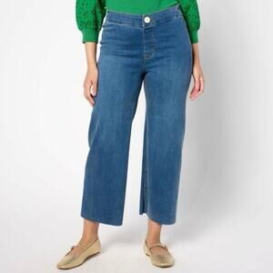ISAAC MIZRAHI LIVE True Denim Wide Leg Ankle Jeans Size 24W Medium Blue Wash